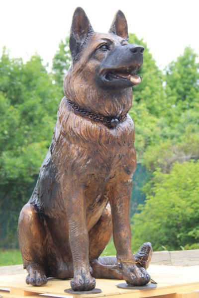 German Shepherd Police K-9 Dog Bronze Statue Memorial Tribute